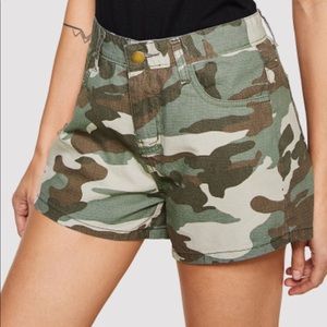 Camo Print Denim Shorts